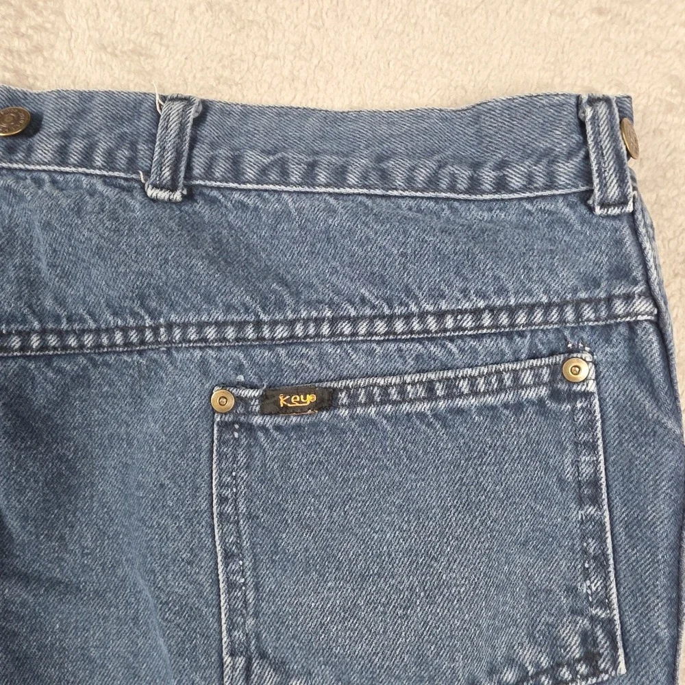 Vintage KEY Jeans Mens 50x30 (46x28) Blue Suspender Buttons Workwear Made in USA